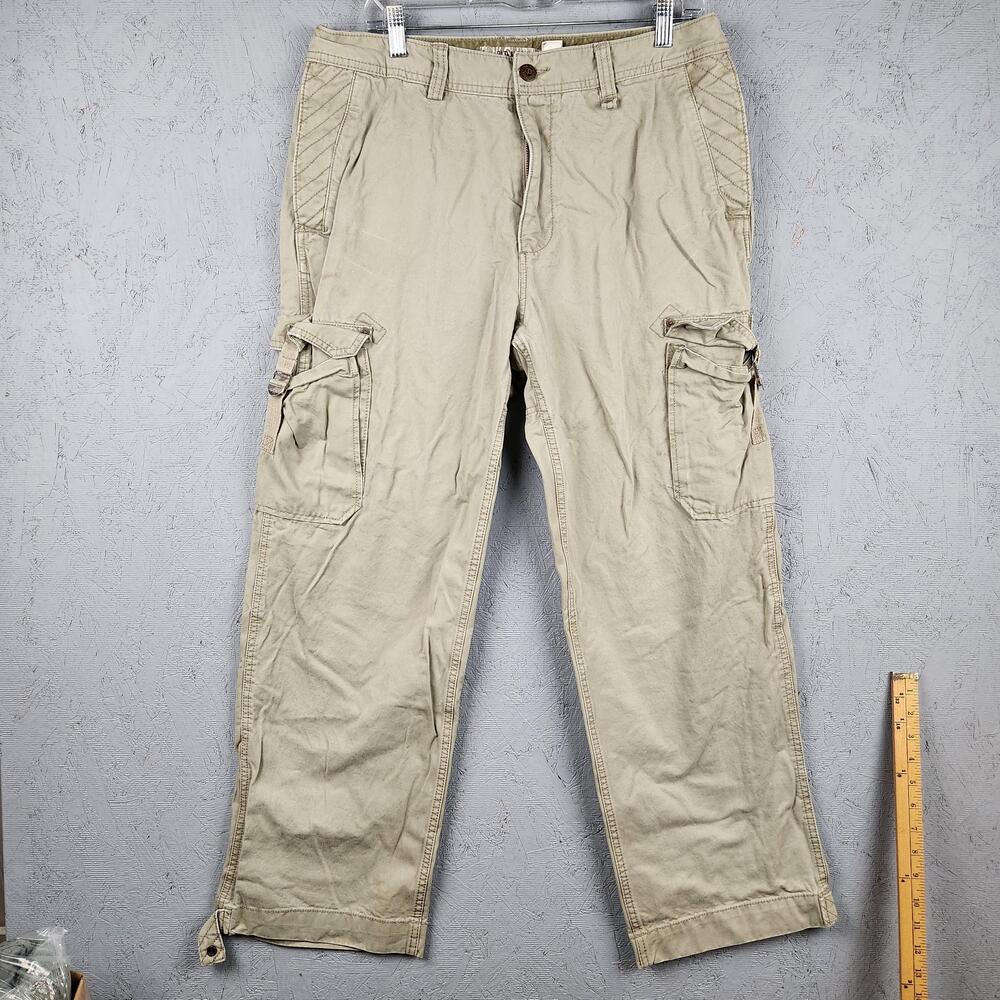 Vintage Old Navy Cargo Pants Mens 34x32 Khaki Utility Buckle Pockets Grunge Y2k